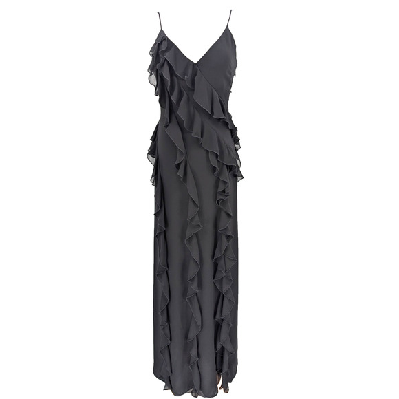 NBD Revolve Nehna Sheer Cascading Ruffle Slip Maxi Gown XS Gothic Fairy Glam - Picture 4 of 15